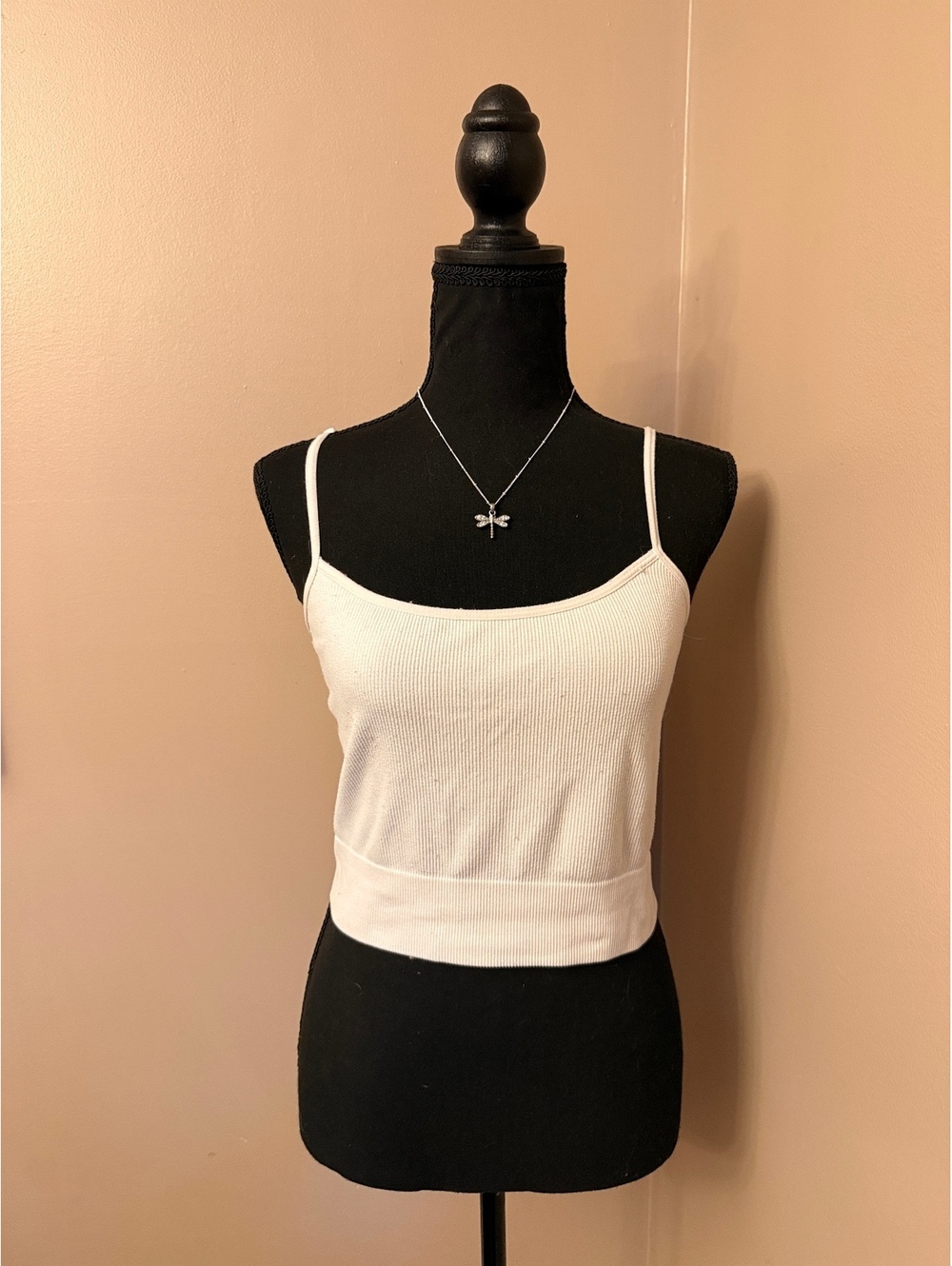 Better / Together L White Ribbed Cropped Tank Top